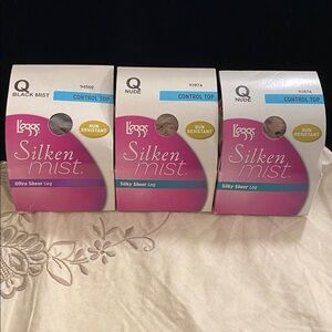 L’eggs Silken Mist Control Top Panty Hose Size Q Bundle